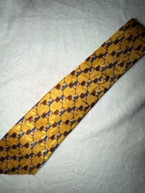 Robert Talbott Gold and Blue Geometric Silk Tie